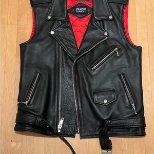 Straight to Hell Commando - Black Leather Biker Vest